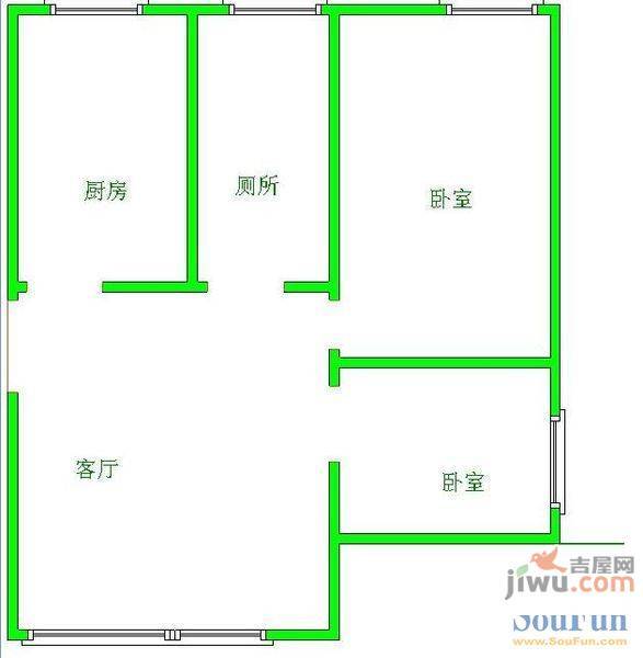 新云小区2室2厅1卫76㎡户型图