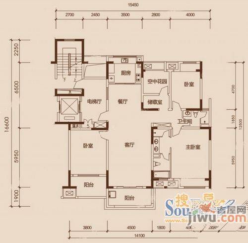 营盘小区2室1厅1卫58㎡户型图