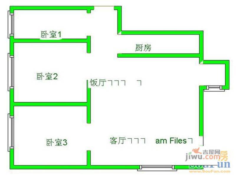 营盘小区2室1厅1卫58㎡户型图