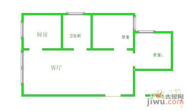 营盘小区2室1厅1卫58㎡户型图