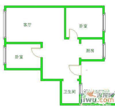 安泰小区2室2厅1卫87㎡户型图