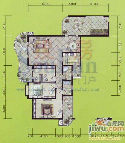 翠华金都2室2厅1卫94㎡户型图