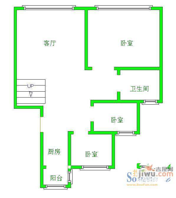 枫林小区3室1厅2卫户型图