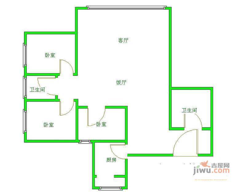 枫林小区3室1厅2卫户型图