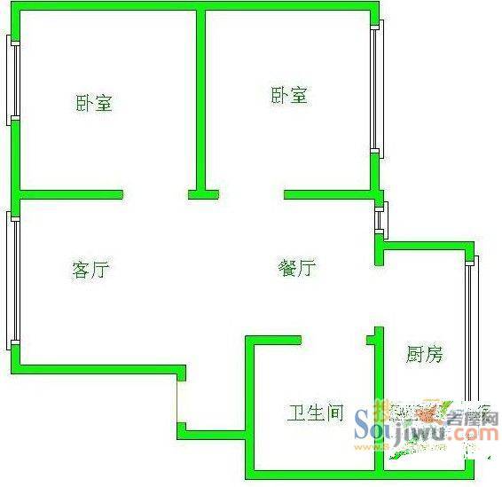 枫林小区3室1厅2卫户型图