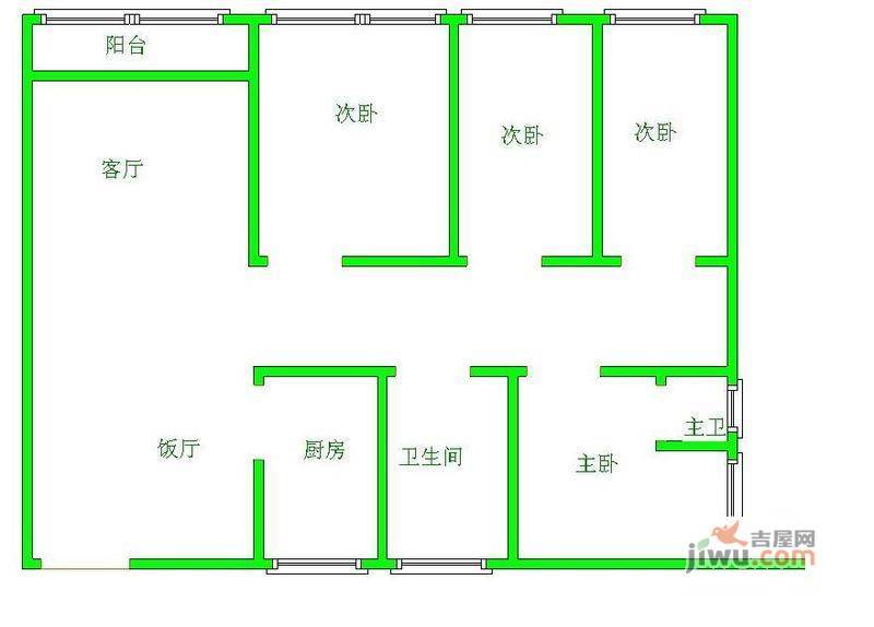 大十字时代广场3室2厅2卫户型图