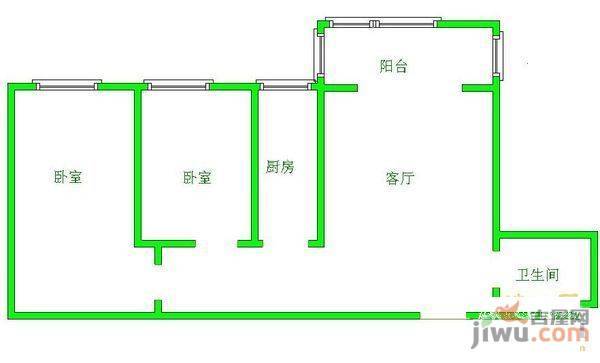 龙祥二号2室1厅1卫户型图