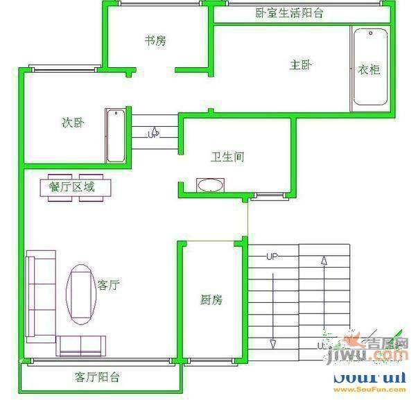 永诚明彩居2室1厅1卫70㎡户型图