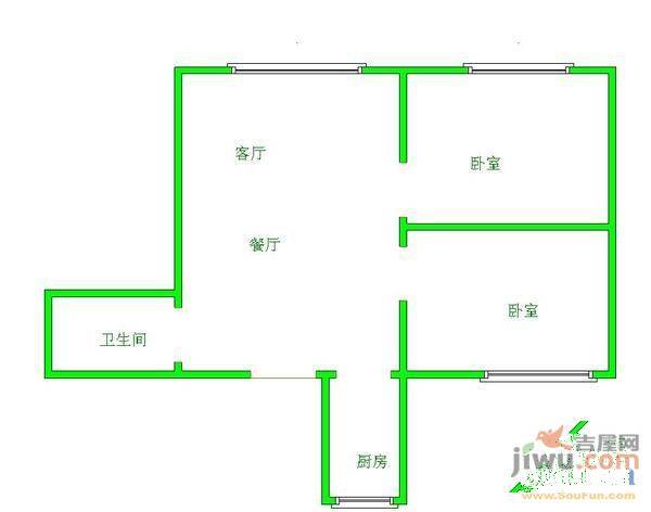 永诚明彩居2室1厅1卫70㎡户型图