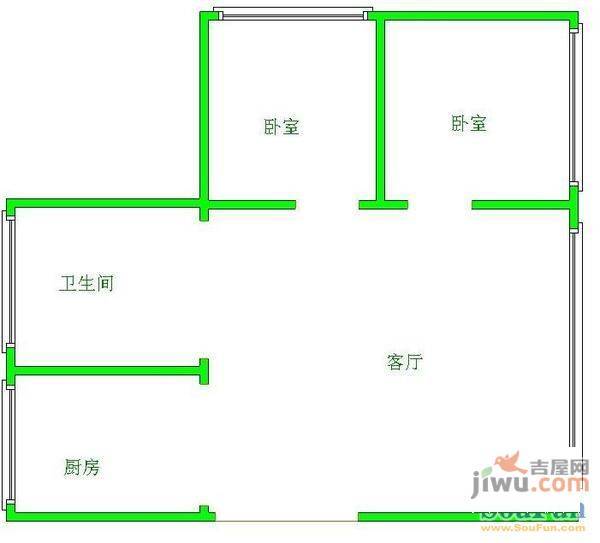 永诚明彩居2室1厅1卫70㎡户型图