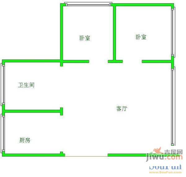 永诚明彩居2室1厅1卫70㎡户型图