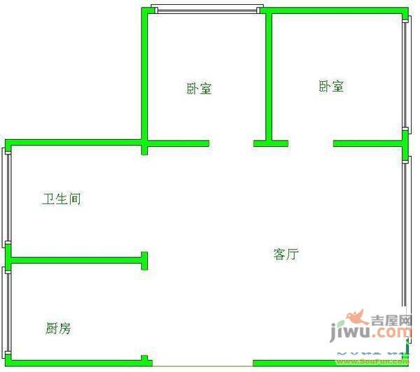 永诚明彩居2室1厅1卫70㎡户型图