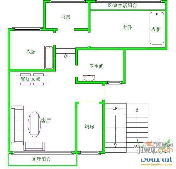 永诚明彩居2室1厅1卫70㎡户型图