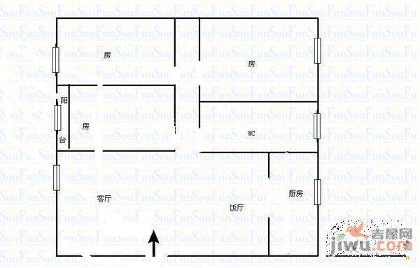 永诚明彩居2室1厅1卫70㎡户型图