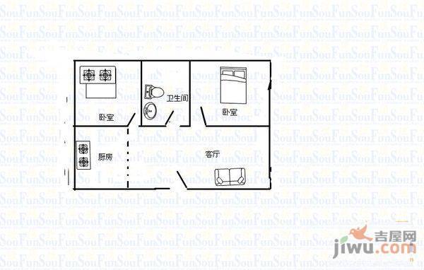 永诚明彩居2室1厅1卫70㎡户型图