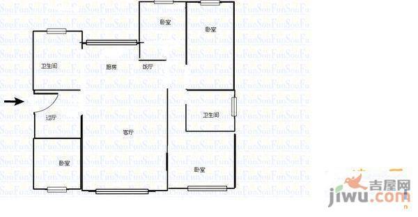 武岳新村2室1厅1卫68㎡户型图