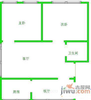 武岳新村2室1厅1卫68㎡户型图