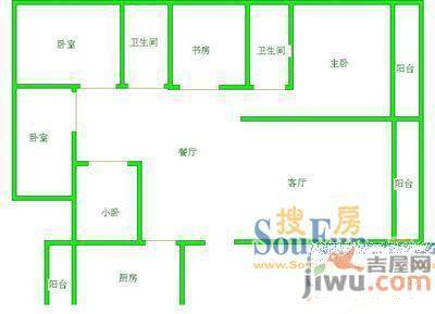 麒龙城市花园3室2厅1卫户型图