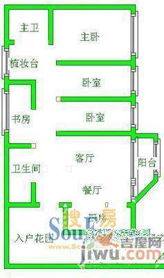 麒龙城市花园3室2厅1卫户型图