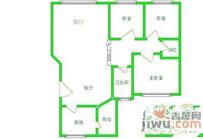 瑞华园3室2厅2卫125㎡户型图