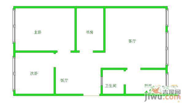 家和花园3室2厅1卫95㎡户型图