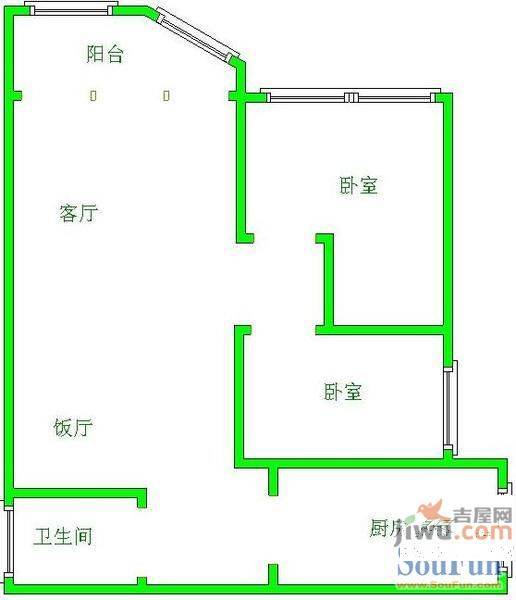 家和花园3室2厅1卫95㎡户型图