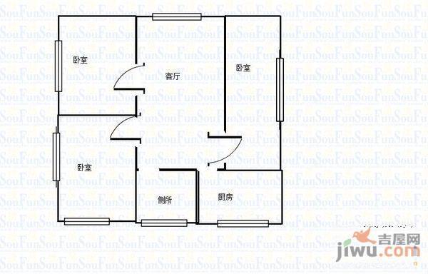 玉田小区3室2厅1卫108㎡户型图