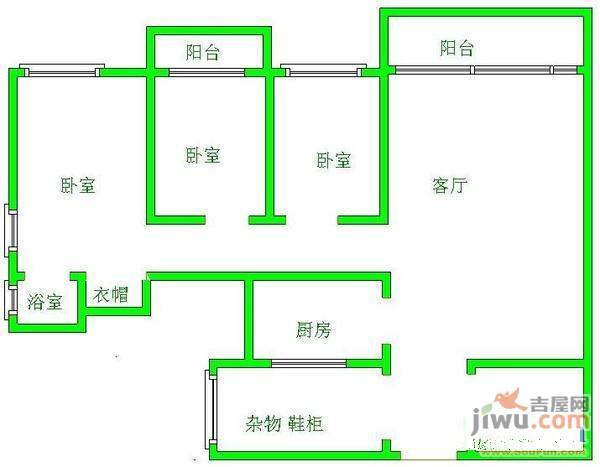 帝豪名都3室2厅2卫144㎡户型图