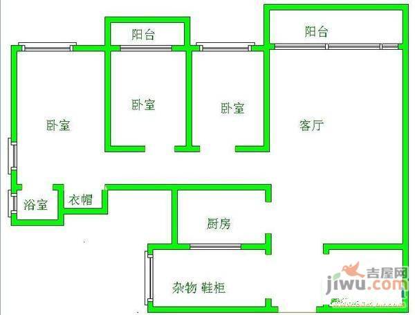 帝豪名都3室2厅2卫144㎡户型图