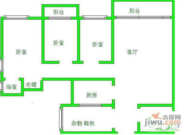 帝豪名都3室2厅2卫144㎡户型图