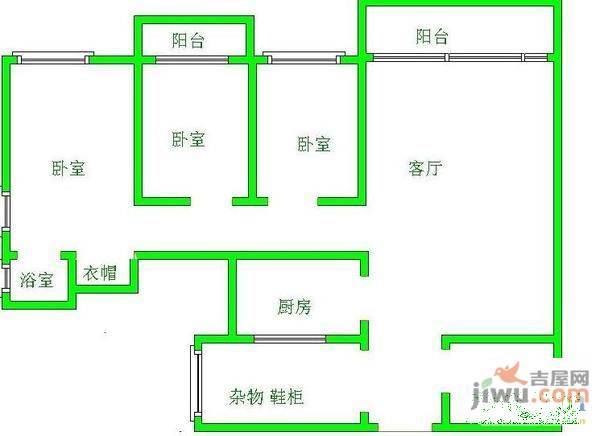 帝豪名都3室2厅2卫144㎡户型图