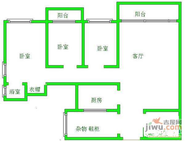 帝豪名都3室2厅2卫144㎡户型图