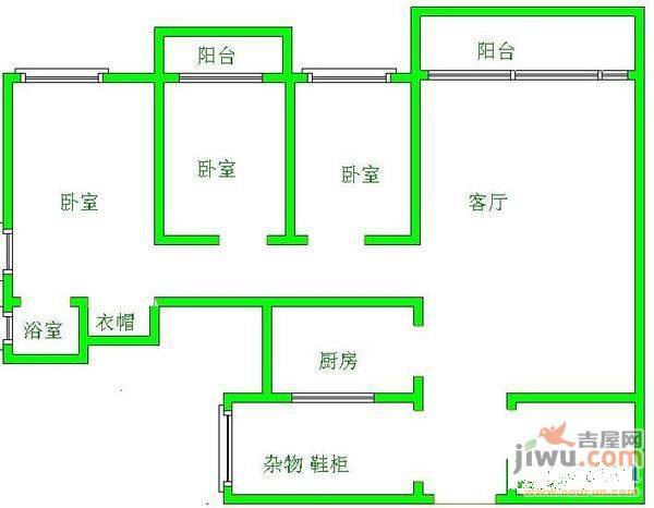 帝豪名都3室2厅2卫144㎡户型图