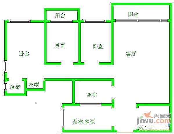 帝豪名都3室2厅2卫144㎡户型图