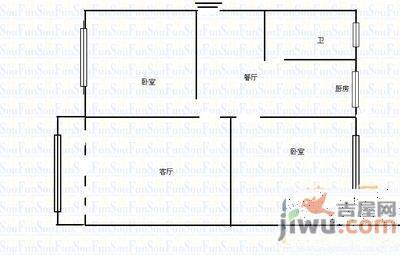 君子巷小区3室1厅1卫92㎡户型图