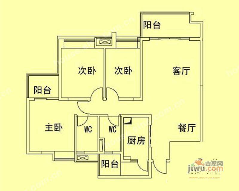 荣辉桂园3室2厅2卫户型图