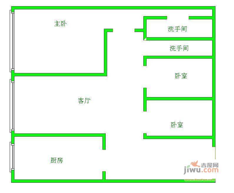 裕华公寓3室2厅1卫户型图