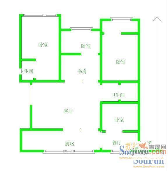 裕华公寓3室2厅1卫户型图