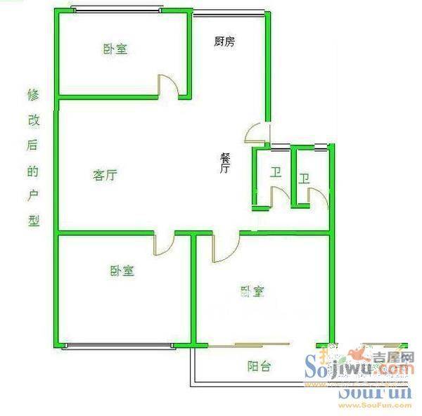 裕华公寓3室2厅1卫户型图