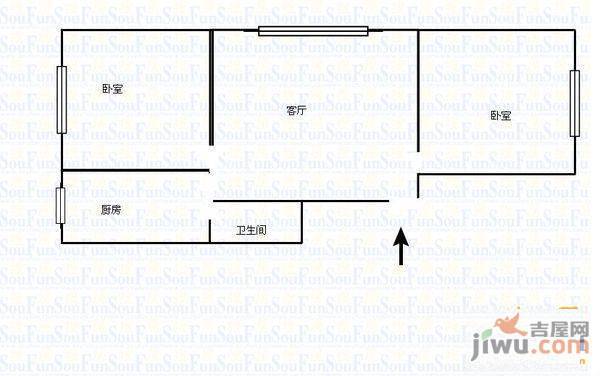 化工路小区1室1厅1卫56㎡户型图