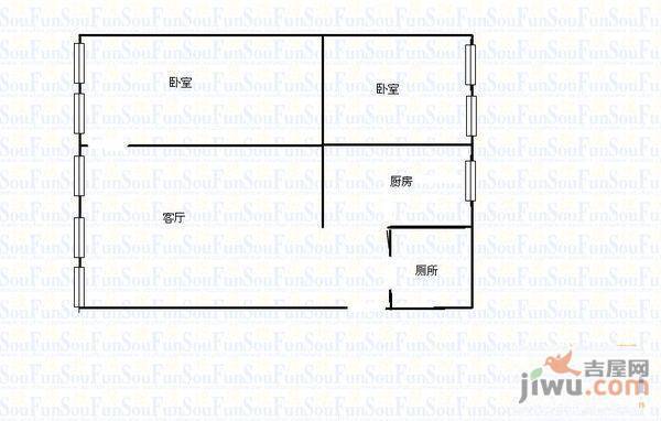 化工路小区1室1厅1卫56㎡户型图