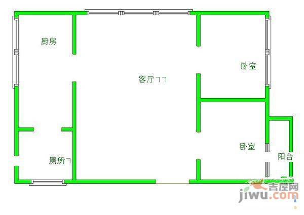 化工路小区1室1厅1卫56㎡户型图