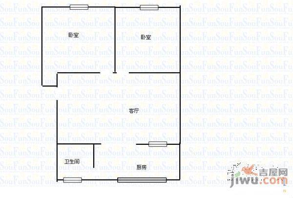 化工路小区1室1厅1卫56㎡户型图