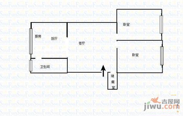 化工路小区1室1厅1卫56㎡户型图