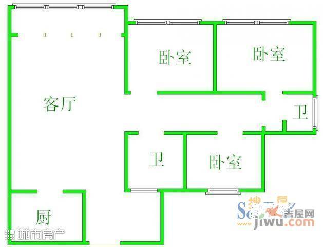 云山小区2室2厅1卫户型图