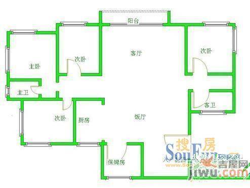 云山小区2室2厅1卫户型图