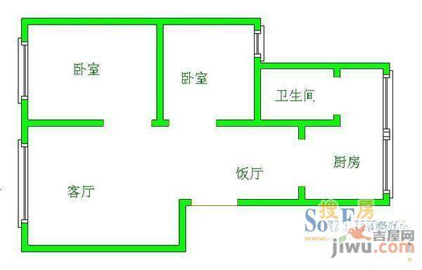 阳光家园3室2厅1卫户型图