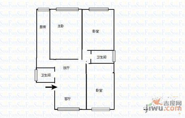 钰达大厦3室2厅2卫120㎡户型图