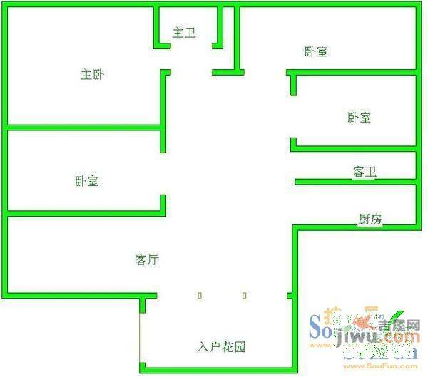 邮政综合大厦3室2厅2卫户型图