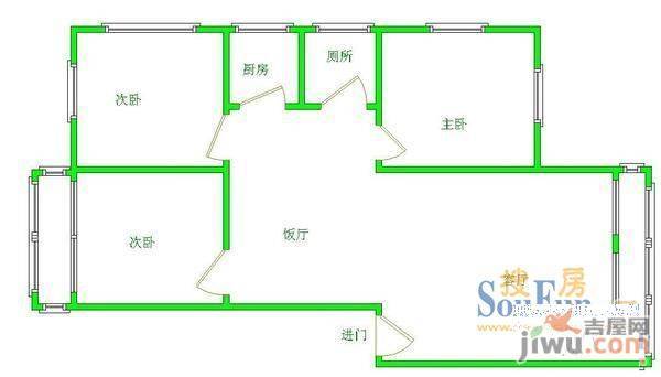 邮政商住楼6室2厅2卫222㎡户型图